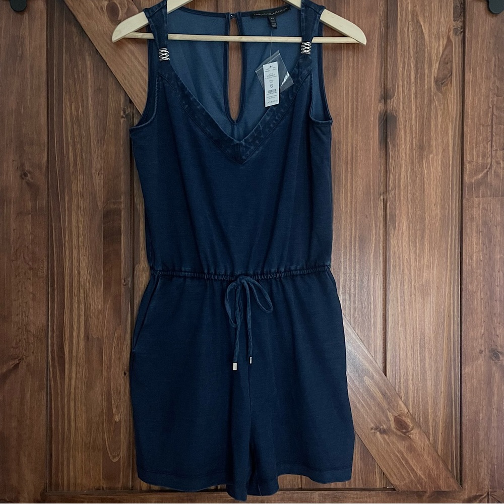 NWT White House Black Market Navy Blue Romper XS